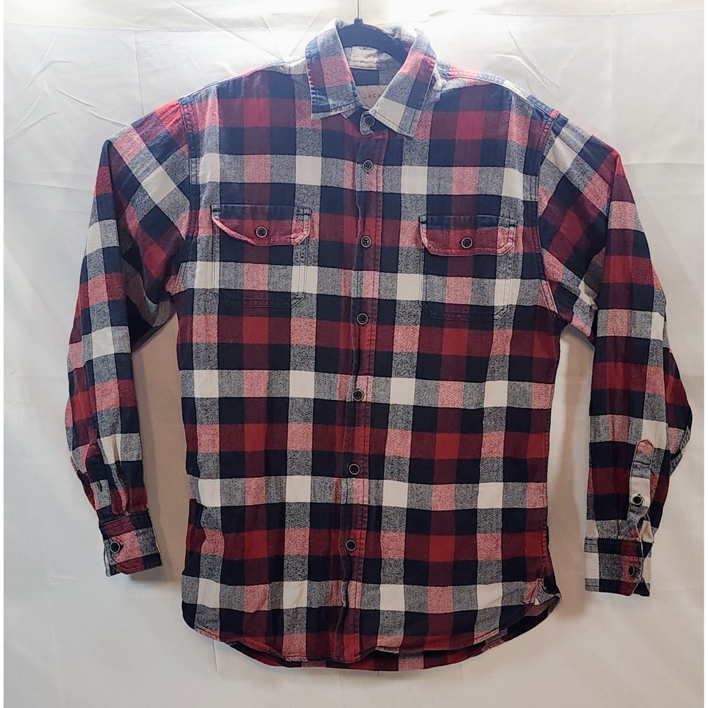 Nice Jachs Medium Men's Plaid Flannel Long Sleeve Shirt Red, Black, White, Gray